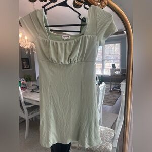 Stitch & Pine Girls Ribbed Dress Sage Green Size 7/8 Short Sleeve